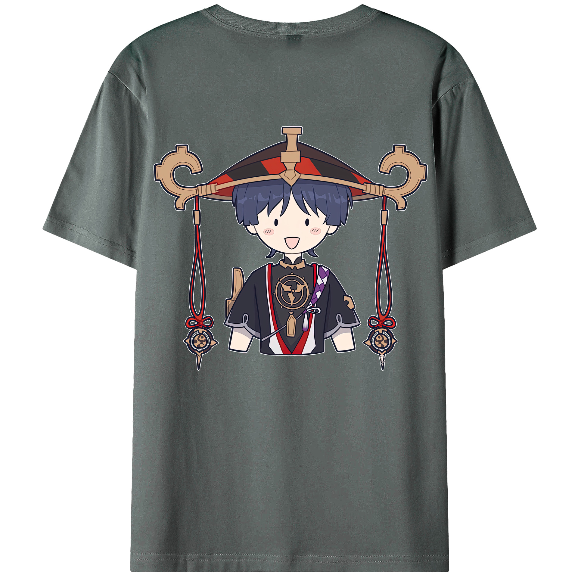 げんし神 さんペい genshin Sanpei 綿100％ メンズ半袖Tシャツ（バックプリント） 通気性